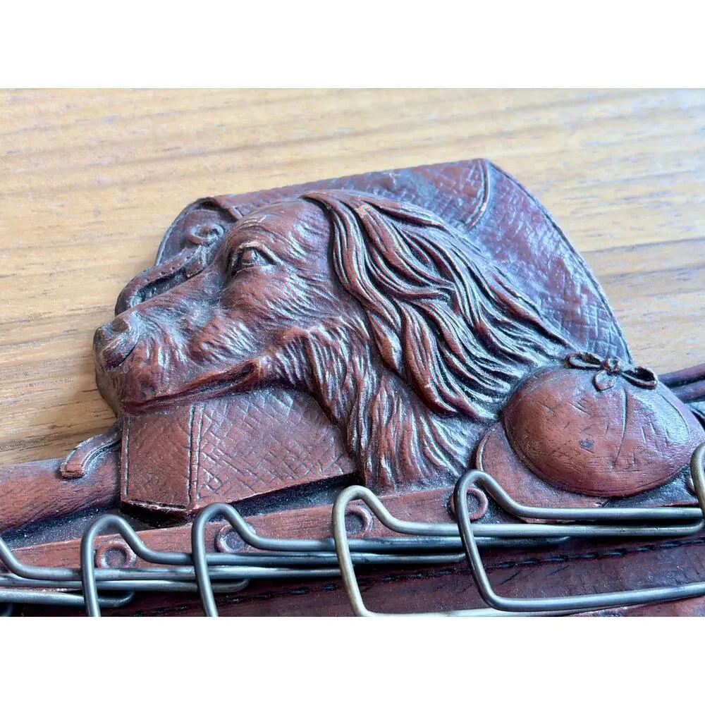 Vintage Syroco Wood Hunting Dog Tie Rack | Spaniel Wall Mount | Cabincore